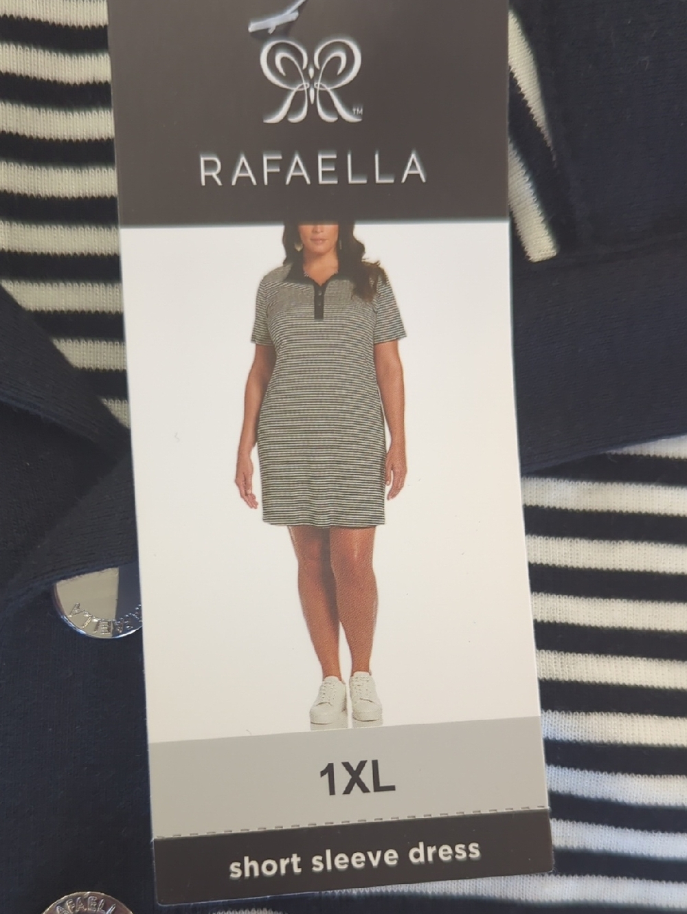 Rafaella Black and White Striped Polo Shirt Dress